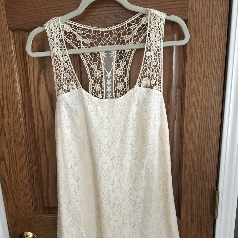 Off white lace and crochet detail dress
